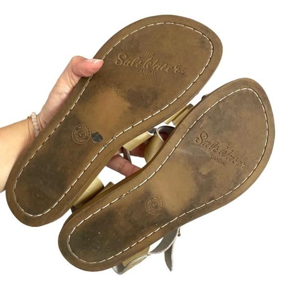 Salt Water Original Gold Waterproof Leather Flat Sandals - 5.5-6US - Picture 6 of 9